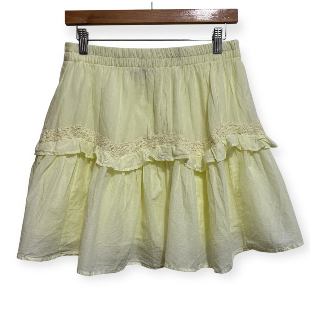 Loft Lace Trim Tiered Ruffle Mini Skirt